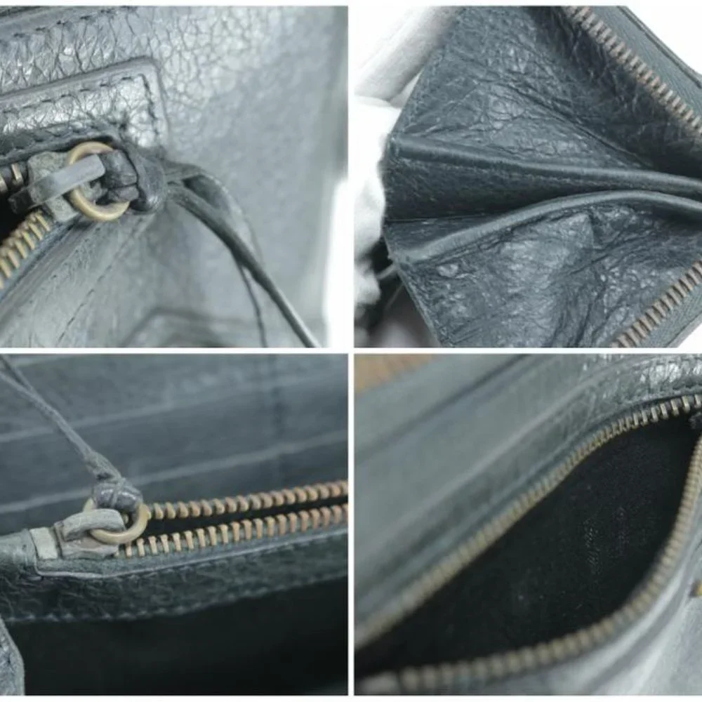 Balenciaga Black Leather Arena Classic Long Wallet